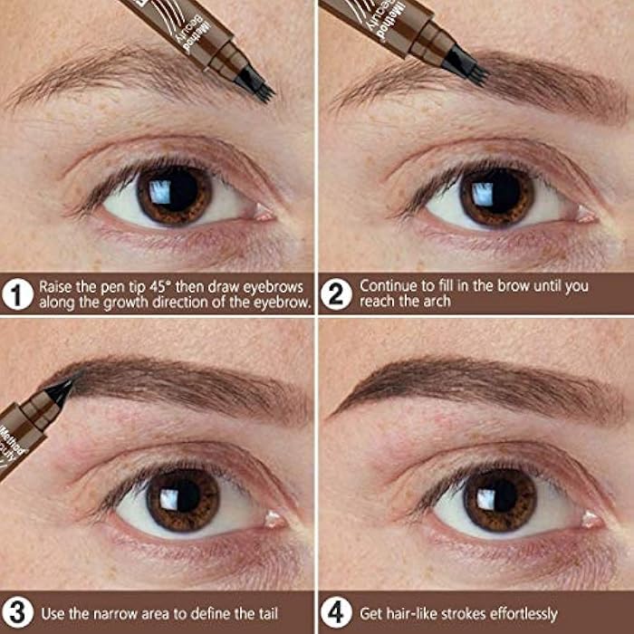 Liquid Eyebrow Pen, Waterproof Microblading Eyebrow Pencil with a Micro-Fork Tip Applicator, Creates Natural Looking Brows Effortlessly-DARK BROWN - Image 4